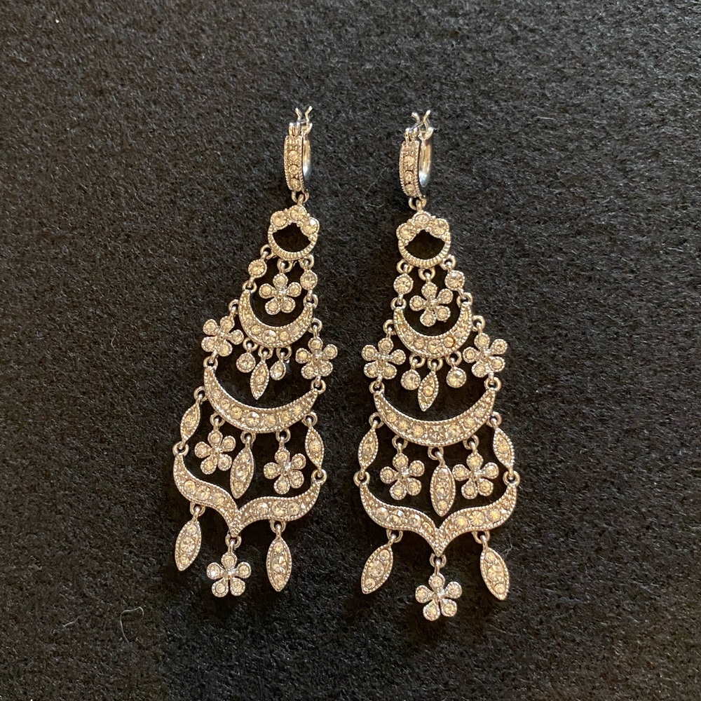 Crystal tiered drop earrings